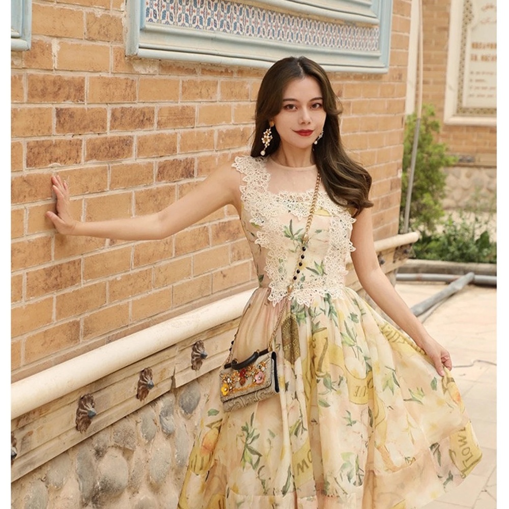 Mr. Water New York Sleeveless Organza Floral Printed Mini Dress